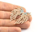 Rose Gold Wing Necklace Pendant, Zircon Pave Rose Gold Plated Wing Necklace Pendant With 2 Loops, Jewelry Findings (48x41mm) BS 2270