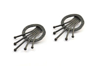 Black Rosette Pendant, 1 Oxidized Brass Black Rosette Pendants With 2 Loops, Findings, Charms (38x23.5mm) U119 S282