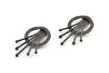 Black Rosette Pendant, 1 Oxidized Brass Black Rosette Pendants With 2 Loops, Findings, Charms (38x23.5mm) U119 S282