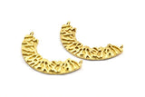 Ethnic Semi Circles, 2 Raw Brass Ethnic Semi Circle Pendants With 2 Loops (47x10x2mm) BS 1880