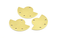 Semi Circle Pendant, 12 Raw Brass Semi Circle Blanks With 4 Holes, Geometric Pendant (24x17.5x0.8mm) U099