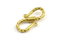 Brass Textured Hooks, 5 Raw Brass Textured Hooks With 2 Loops (20x10x3mm) BS 2397