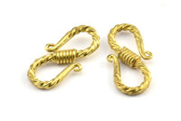 Brass Textured Hooks, 5 Raw Brass Textured Hooks With 2 Loops (20x10x3mm) BS 2397