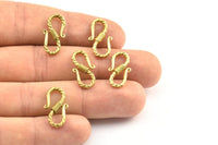Brass Textured Hooks, 5 Raw Brass Textured Hooks With 2 Loops (20x10x3mm) BS 2397