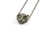 Black Leopard Pendant, 1 Gunmetal Leopard Head Beads, CZ Micro Pave Bead 11mm  L02   B-3