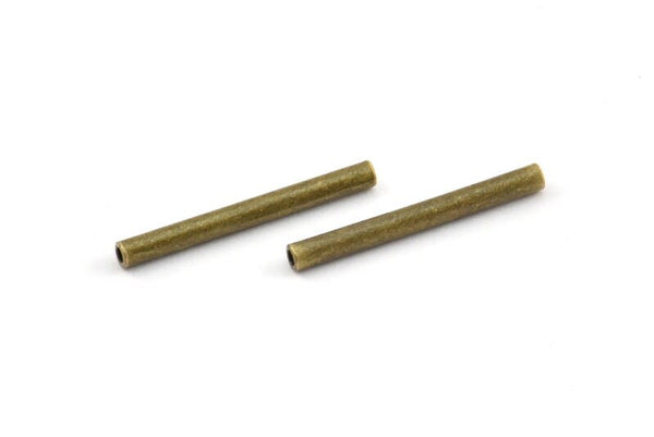 Antique Spacer Beads, 25 Antique Plated Copper Tube Spacer Beads (20x2mm) K189 Y076