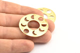 Moon Phases Pendant, 2 Raw Brass Circle Pendants, Earring Findings (34x1mm) U113