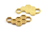 Brass Honeycomb Pendant, 3 Raw Brass Honeycomb Pendant, Charms, Findings (33x18x2.4mm) U114