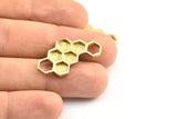 Brass Honeycomb Pendant, 3 Raw Brass Honeycomb Pendant, Charms, Findings (33x18x2.4mm) U114