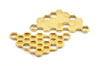 Brass Honeycomb Pendant, 1 Raw Brass Honeycomb Pendant, Charms, Findings (57x28x2.4mm) U115