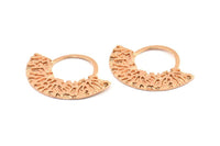 Rose Gold Ethnic Pendant, 1 Rose Gold Plated Brass Semi Circle Pendants (49x36x2x1mm) U090 Q0364