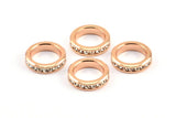 Zircon Rondelle Bead, 2 CZ Zircon Rose Gold Plated Brass Rondelle Beads (12x3mm) BS 1726 Q0359