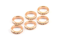 Zircon Rondelle Bead, 2 CZ Zircon Rose Gold Plated Brass Rondelle Beads (12x3mm) BS 1726 Q0359