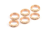 Zircon Rondelle Bead, 2 CZ Zircon Rose Gold Plated Brass Rondelle Beads (12x3mm) BS 1726 Q0359