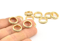 Zircon Rondelle Bead, 2 CZ Zircon Gold Plated Brass Rondelle Beads (12x3mm) BS 1726 Q0359
