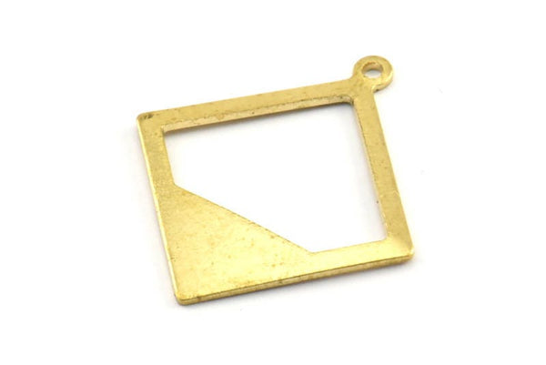 Brass Square Finding, 12 Raw Brass Square Pendant With 1 Loop, Charms, Earring Findings (27x17x17x0.7) BS 2192