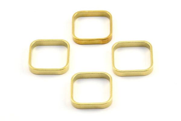 Brass Square Charm, 12 Raw Brass Square Connectors, Minimalist Necklace Findings (16.5x2.9x0.9mm) BS 2341