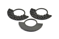 Yarım Daire Kolye, 2 Oksitlenmiş Pirinç Siyah Yarım Daire Kolye (49x36x2x1mm) U090 S442