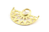Ethnic Pendant with Stone Settings, 3 Raw Brass Semi Circle Pendants with 2 Loops and 1 Pad Setting (36x28x3.2x1mm) BS 1917