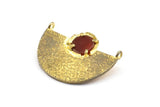 Semi Circle Pendant, 2 Raw Brass Semi Circle  Geometric Pendants With 2 Loops and 1 Pad Setting (31x23.5x1mm) BS 1913
