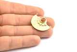 Semi Circle Pendant, 2 Raw Brass Semi Circle  Geometric Pendants With 2 Loops and 1 Pad Setting (31x23.5x1mm) BS 1913