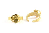 Elegant Ring Settings, 2 Raw Brass Ring Settings With 2 Claws, Ring Blanks (13.5x8x1.5mm) BS 1914