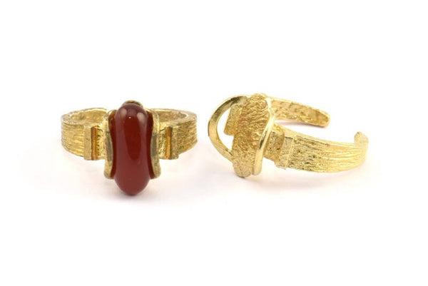 Elegant Ring Settings, 2 Raw Brass Ring Settings With 2 Claws, Ring Blanks (13.5x8x1.5mm) BS 1914