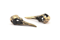 Bronz Kuş Kafatası Tılsımı, Oksitlenmiş Bronz Kuş Kafatası Kolye Uçları 1 Delikli (33x10x11mm) N0341