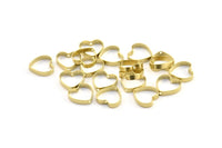Pirinç Kalp Charm, 2 Delikli 50 Ham Pirinç Kalp Bağlantı Parçası (10x10x2x0,4 mm) BS 1848