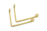 Brass Wire Pendant, 24 Raw Brass Wire Pendant With 2 Holes (30x1mm) BS 2194
