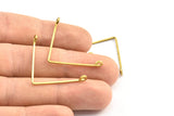 Brass Wire Pendant, 24 Raw Brass Wire Pendant With 2 Holes (30x1mm) BS 2194