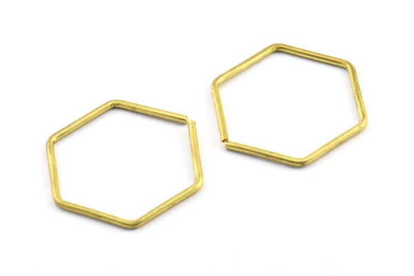 Pirinç Tel Bağlantı Parçası, 8 Ham Pirinç Altıgen Tel Bağlantı Parçası, Kolye Uçları, Küpe Parçaları (27x1,4 mm) BS 2201