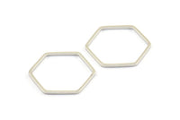 Silver Hexagon Rings, 25 Silver Tone Hexagon Shaped Ring Charms (18x0.80mm) Bs 1174