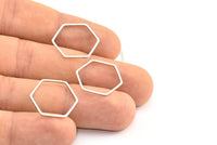 Silver Hexagon Rings, 25 Silver Tone Hexagon Shaped Ring Charms (18x0.80mm) Bs 1174