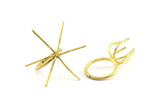 Claw Ring Settings - Raw Brass 6 Claw Ring Blanks For Natural Stones N0257