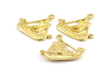 Brass Ship Pendant, 2 Raw Brass Viking Ship Necklace Pendants With 1 Loop, Earrings, Findings (31x27x3mm) BS 1912