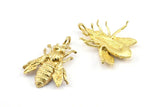 Huge Bee Pendant, 4 Raw Brass Bee Charms With 1 Hole, Pendants (26x20x4.5mm) U136