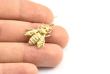 Huge Bee Pendant, 4 Raw Brass Bee Charms With 1 Hole, Pendants (26x20x4.5mm) U136
