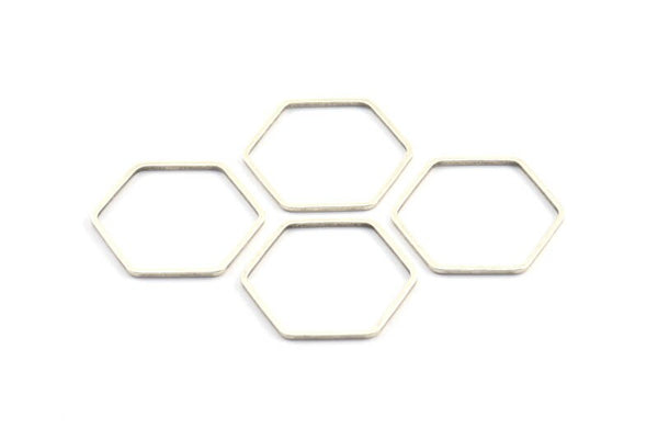 Silver Hexagon Charm, 24 Antique Silver Plated Hexagon Rings (25x1mm) Bs 1227 H0274