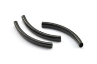 Oval Tube Beads, 6 Oxidized Brass Black Oval Curved Tubes (47x6x4mm) Sq19 Brc292 S267