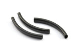 Oval Tube Beads, 6 Oxidized Brass Black Oval Curved Tubes (47x6x4mm) Sq19 Brc292 S267