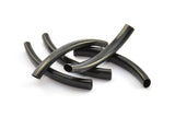 Oval Tube Beads, 6 Oxidized Brass Black Oval Curved Tubes (47x6x4mm) Sq19 Brc292 S267