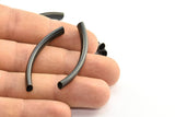 Oval Tube Beads, 6 Oxidized Brass Black Oval Curved Tubes (47x6x4mm) Sq19 Brc292 S267