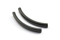 Oval Tube Beads, 6 Oxidized Brass Black Oval Curved Tubes (47x6x4mm) Sq19 Brc292 S267