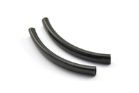 Oval Tube Beads, 6 Oxidized Brass Black Oval Curved Tubes (47x6x4mm) Sq19 Brc292 S267