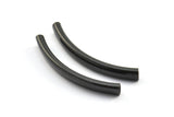 Oval Tube Beads, 6 Oxidized Brass Black Oval Curved Tubes (47x6x4mm) Sq19 Brc292 S267