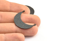 Hammered Crescent Pendant, 3 Oxidized Brass Black Hammered Crescent Pendants With 2 Loops (29x10x1mm) BS 1882 S327