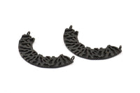 Ethnic Semi Circles, 1 Oxidized Brass Black Ethnic Semi Circle Pendants With 2 Loops (47x10x2mm) BS 1880 S323
