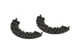 Ethnic Semi Circles, 1 Oxidized Brass Black Ethnic Semi Circle Pendants With 2 Loops (47x10x2mm) BS 1880 S323