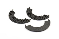 Ethnic Semi Circles, 1 Oxidized Brass Black Ethnic Semi Circle Pendants With 2 Loops (47x10x2mm) BS 1880 S323